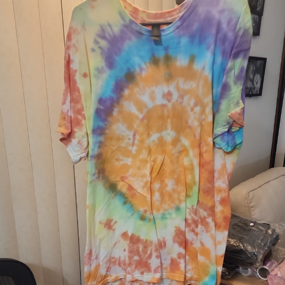 FIRM PIECE Gildan Unisex Tie-Dye Short Sleeve Tee - Orange, Blue, Purple Xl
